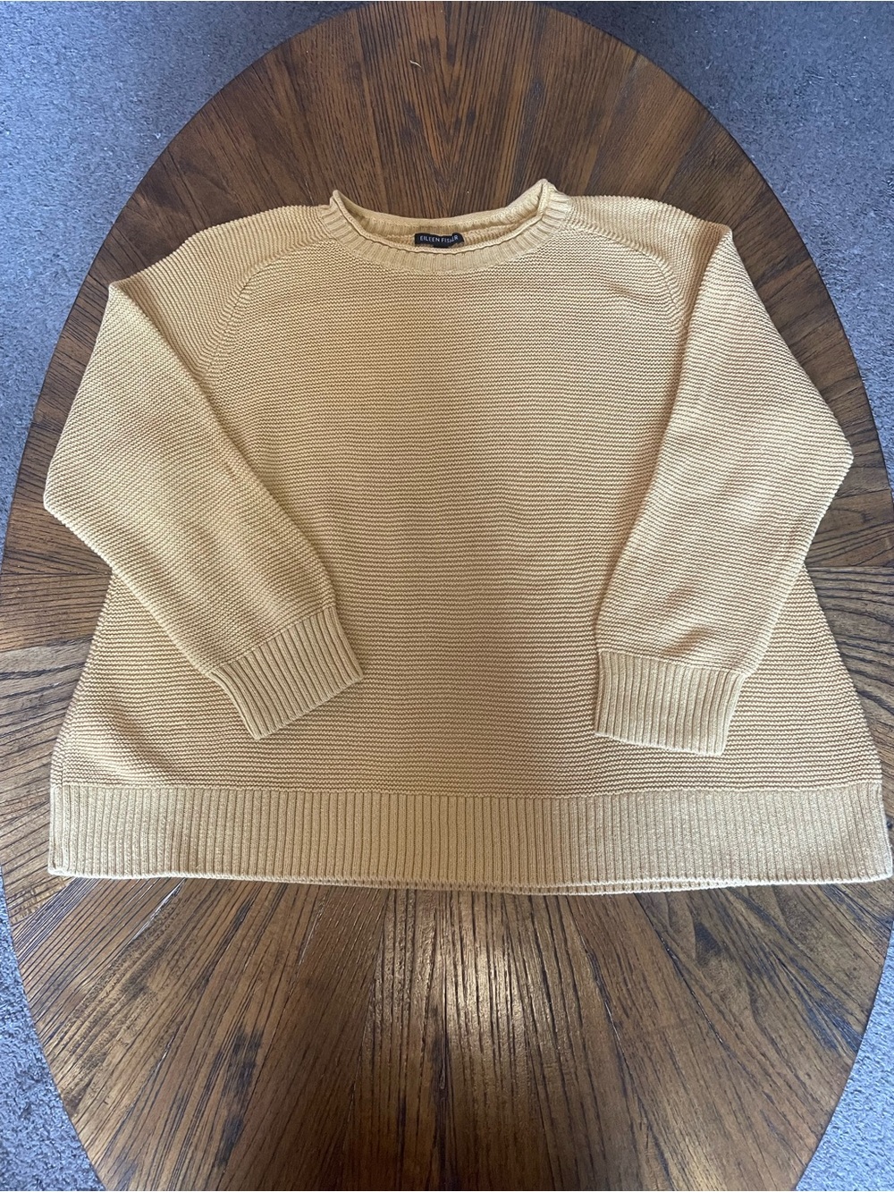 Eileen Fisher Textured Crewneck Sweater in Mustard Yellow